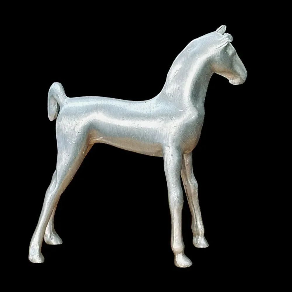 Vintage Miniature Pewter Foal Horse Equestrian Figurine Collectible  3 1/4” - Picture 7 of 13